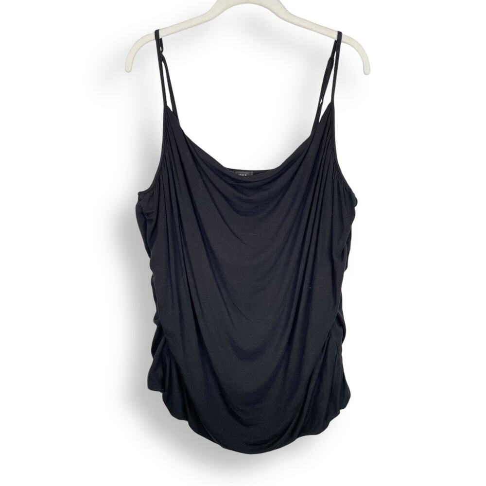 Halogen Plus 3X Black Ruched Camisole Tank Top Stretch Draped Elegant Nordstrom